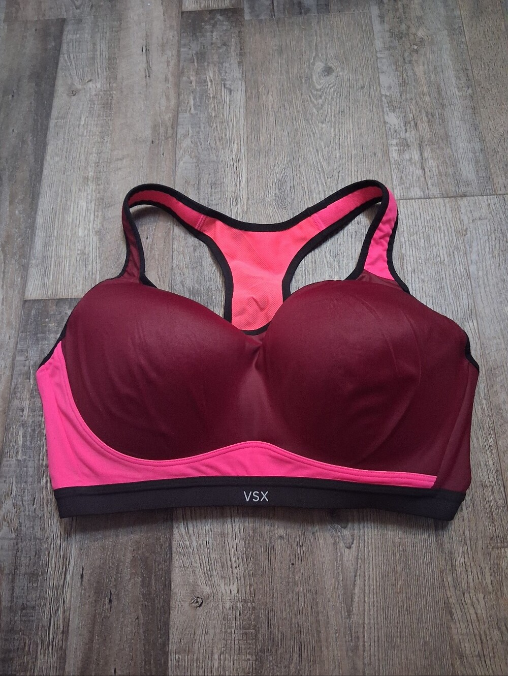 Victoia's Secret VSX Sports Bra Women's Size 38DD Maroon Pink Padded Underwired